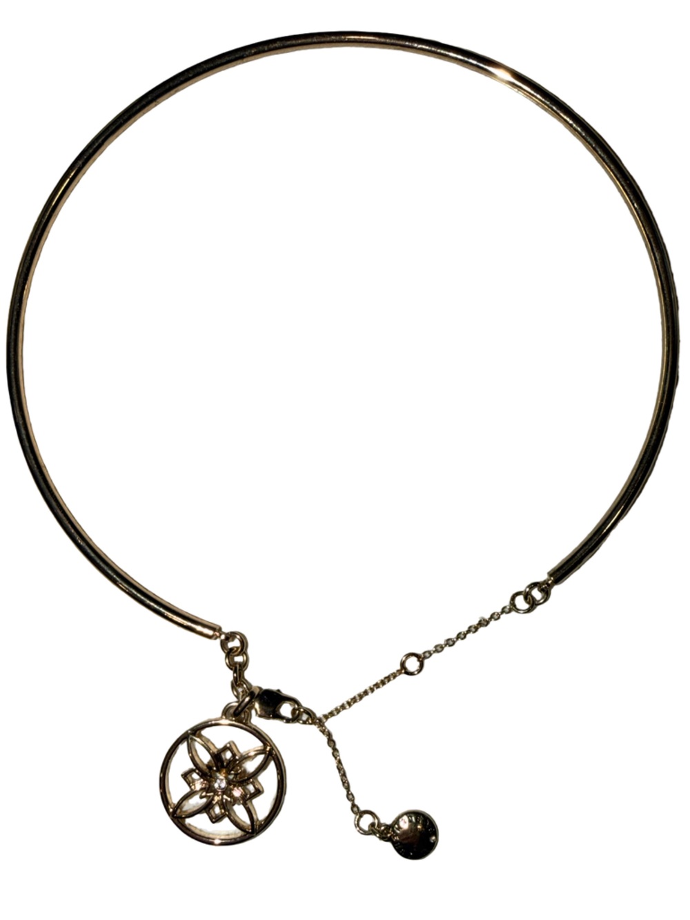 Y2K BCB Generation Gold-tone Floral Charm w/1crystal Bangle ADJUSTABLE Choker